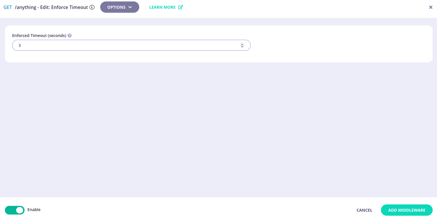 Configuring the enforced timeout for the endpoint