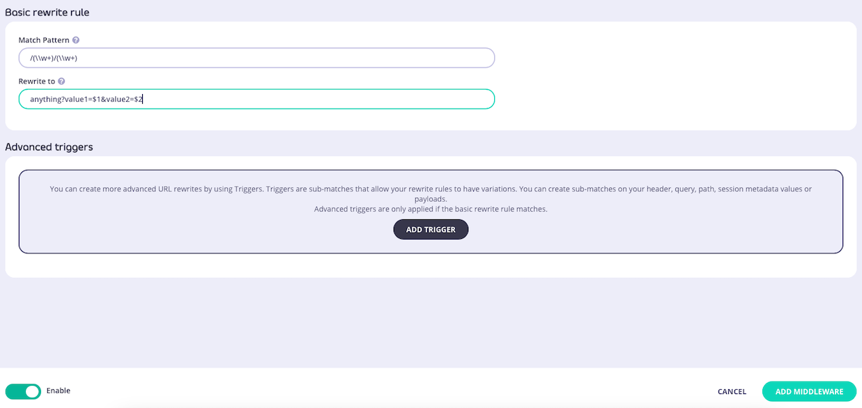 Configuring the rewrite rule for the Basic Trigger