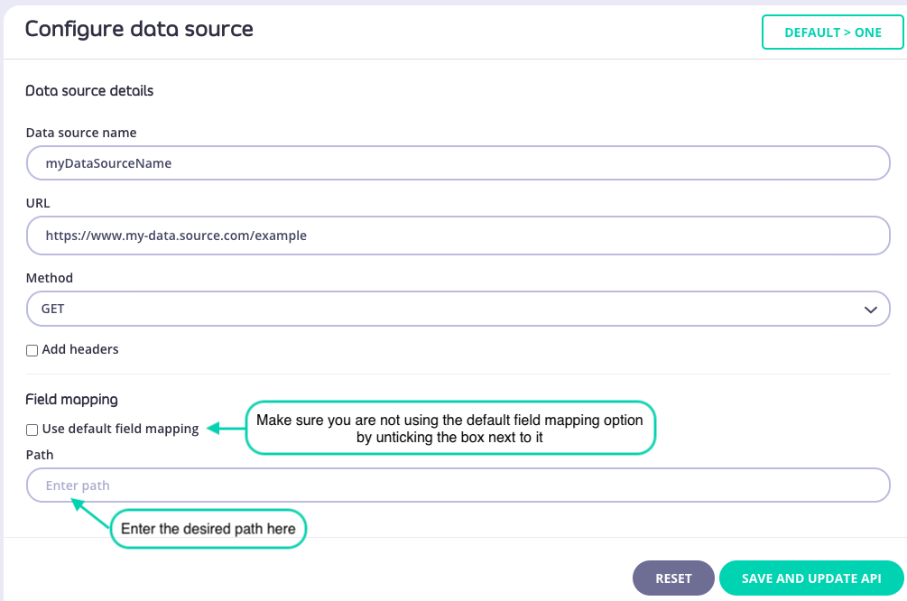 Field mapping UI